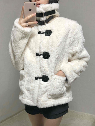 Shearling Toggle Button Medium Jacket