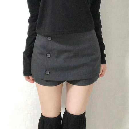 Chic Front Button Wrap Mini Skirt