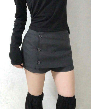 Chic Front Button Wrap Mini Skirt