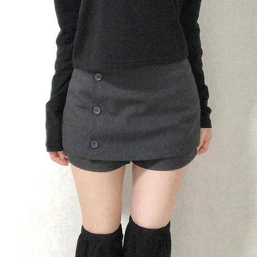 Chic Front Button Wrap Mini Skirt