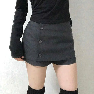 Chic Front Button Wrap Mini Skirt