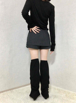 Chic Front Button Wrap Mini Skirt