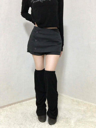 Chic Front Button Wrap Mini Skirt