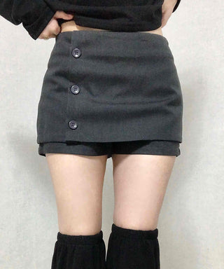Chic Front Button Wrap Mini Skirt