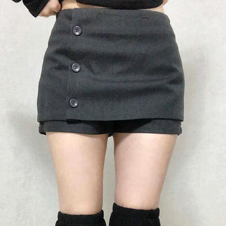 Chic Front Button Wrap Mini Skirt