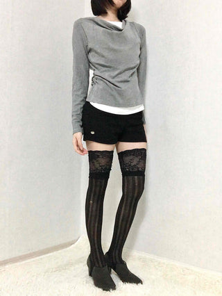 Drape Neck Slim Fit Shirred Long Sleeve Tee