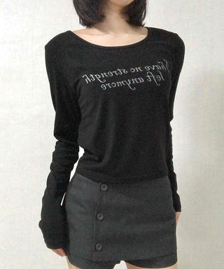 Lettering Graphic Round Neck Loose Fit Long Sleeve T-shirt