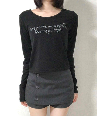 Lettering Graphic Round Neck Loose Fit Long Sleeve T-shirt