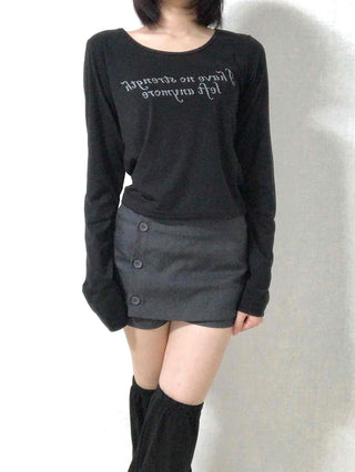 Lettering Graphic Round Neck Loose Fit Long Sleeve T-shirt