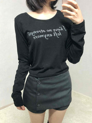 Lettering Graphic Round Neck Loose Fit Long Sleeve T-shirt