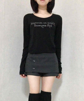 Lettering Graphic Round Neck Loose Fit Long Sleeve T-shirt