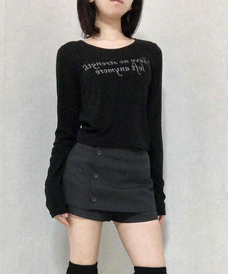Lettering Graphic Round Neck Loose Fit Long Sleeve T-shirt