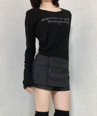Lettering Graphic Round Neck Loose Fit Long Sleeve T-shirt