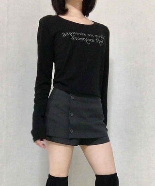 Lettering Graphic Round Neck Loose Fit Long Sleeve T-shirt