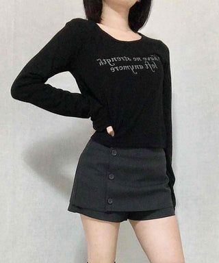 Lettering Graphic Round Neck Loose Fit Long Sleeve T-shirt