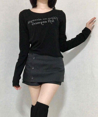 Lettering Graphic Round Neck Loose Fit Long Sleeve T-shirt