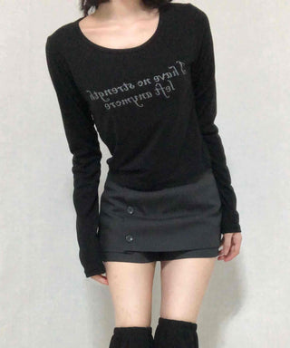 Lettering Graphic Round Neck Loose Fit Long Sleeve T-shirt