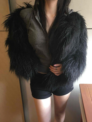 Soft Loose Hoodie Crop Zip-up
