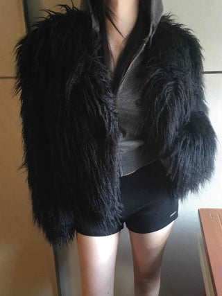 Soft Loose Hoodie Crop Zip-up