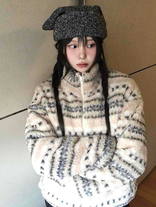 Marni Basque Striped Turtleneck Oversized Fleece