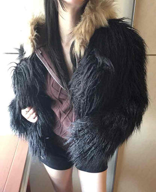 Shaggy Solid Snap Button Cardigan Fur Jacket