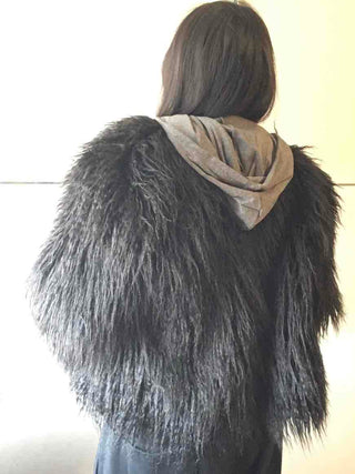 Shaggy Solid Snap Button Cardigan Fur Jacket