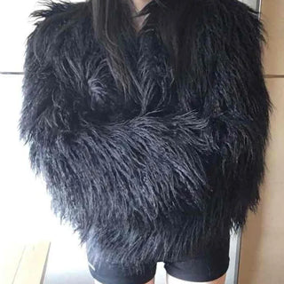 Shaggy Solid Snap Button Cardigan Fur Jacket