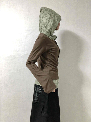 Hoodie Button Color Block Slim Fit Long Sleeve T-shirt