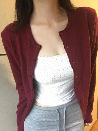 Delicate Fit Podded Dot Square Neck Crop Sleeveless