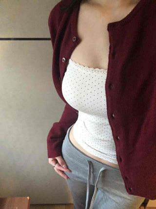 Delicate Fit Podded Dot Square Neck Crop Sleeveless