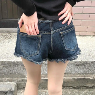 Vintage Washed Fringe Cut Denim Shorts