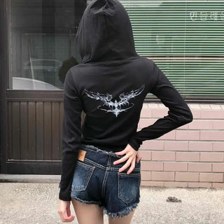 Slim Fit Half Zipper Cropped Long Sleeve Hoodie