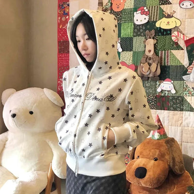 Merry Two-Color Star Zip-Up Hoodie