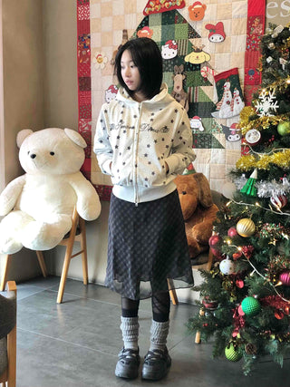 Merry Two-Color Star Zip-Up Hoodie