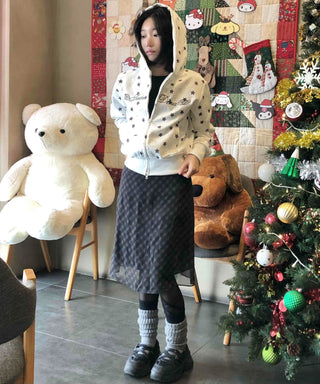 Merry Two-Color Star Zip-Up Hoodie