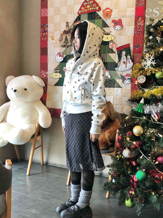 Merry Two-Color Star Zip-Up Hoodie