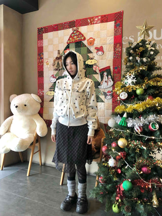 Merry Two-Color Star Zip-Up Hoodie