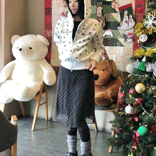 Merry Two-Color Star Zip-Up Hoodie