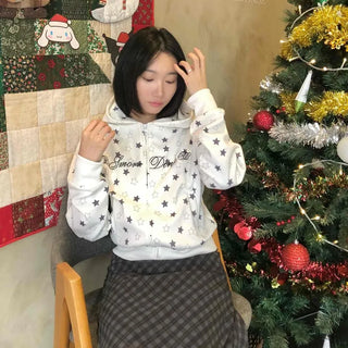 Merry Two-Color Star Zip-Up Hoodie