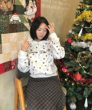 Merry Two-Color Star Zip-Up Hoodie