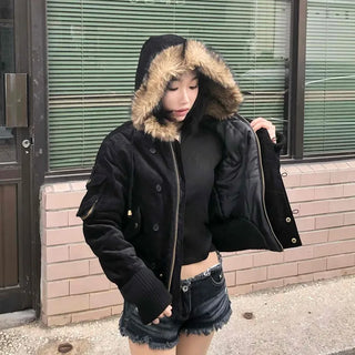 Suede Bold Button Shearling Zip-Up Jumper