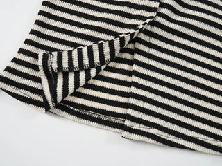 Ramo Striped Off-Shoulder Button Long Sleeve T-shirt