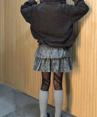 Leather Ruffle Tiered Mini Skirt
