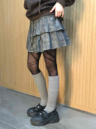 Leather Ruffle Tiered Mini Skirt