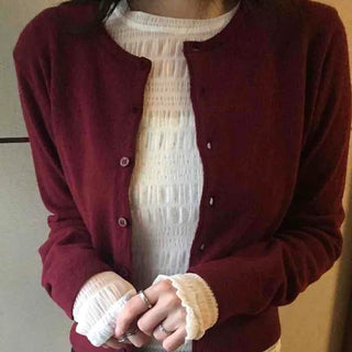 Soft Ribbed Frill Color Block Slim Fit Long Sleeve T-shirt