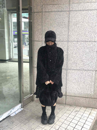 Button Boxy Fleece Quilted Midi Coat