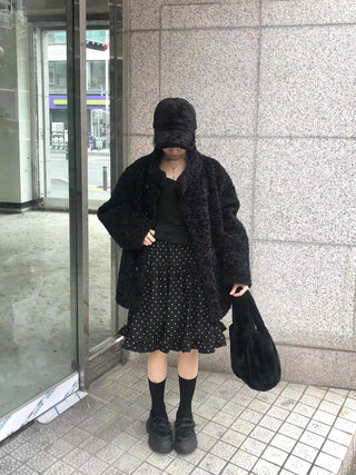 Button Boxy Fleece Quilted Midi Coat