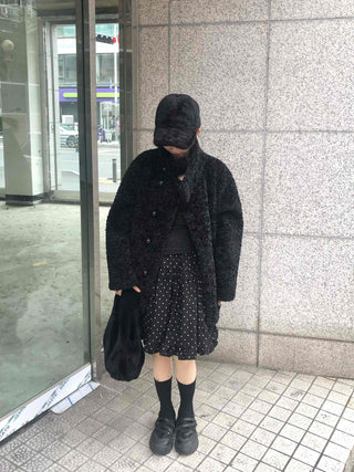 Button Boxy Fleece Quilted Midi Coat