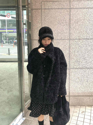 Button Boxy Fleece Quilted Midi Coat