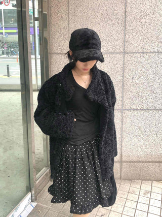 Button Boxy Fleece Quilted Midi Coat